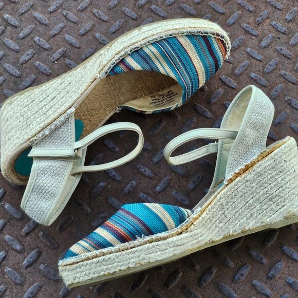 Easy Spirit Women Sandal Wedge Espadrille ESBAYSPRAY Shoe Fabric Upper Size 9M - Picture 7 of 10